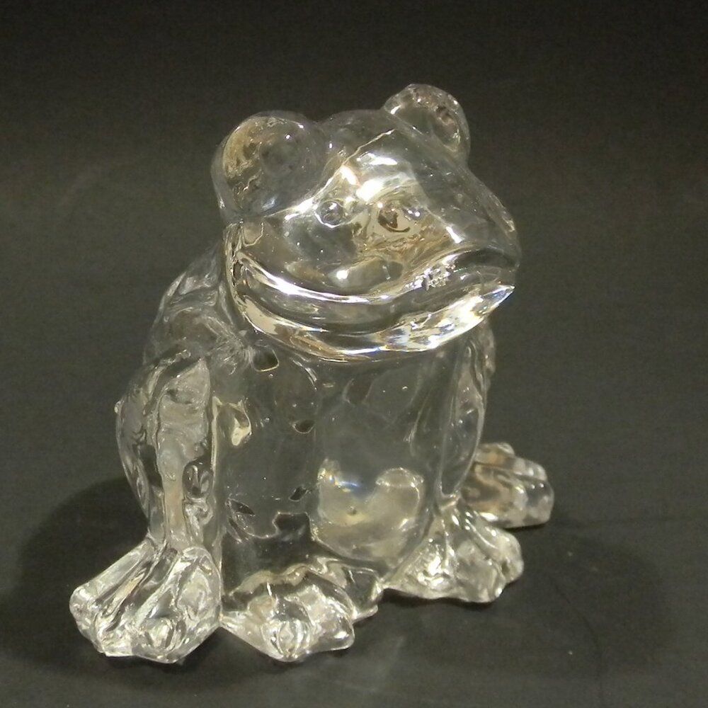 Vintage Glass Frog Paperweight Office Home Decor Excellent Condition